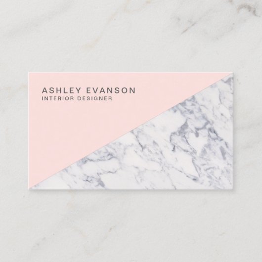 Blush Roze Elegant Marmer Professioneel Patroon Visitekaartje (Voorkant)