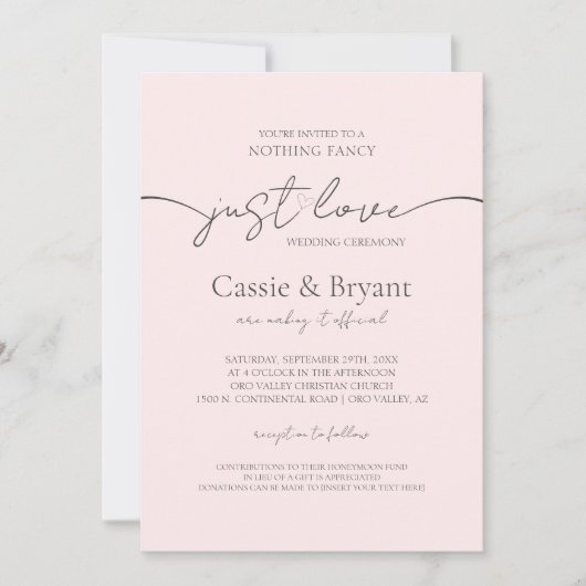 Blush Roze Elegant Modern Script Foto Bruiloft Kaart (Voorkant)