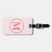 Blush Roze elegant monogram gepersonaliseerd Bagagelabel (Voorkant horizontaal)