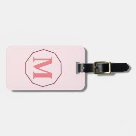 Blush Roze elegant monogram gepersonaliseerd Bagagelabel
