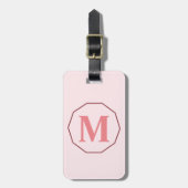 Blush Roze elegant monogram gepersonaliseerd Bagagelabel (Voorkant verticaal)