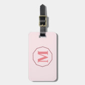 Blush Roze elegant monogram gepersonaliseerd Bagagelabel (Voorkant verticaal)