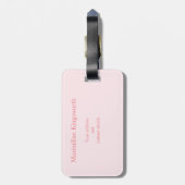 Blush Roze elegant monogram gepersonaliseerd Bagagelabel (Achterkant verticaal)
