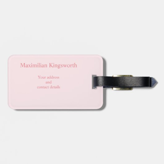 Blush Roze elegant monogram gepersonaliseerd Bagagelabel (Achterkant horizontaal)