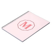 Blush Roze elegant monogram gepersonaliseerd Notitieboek (Linkerzijde)