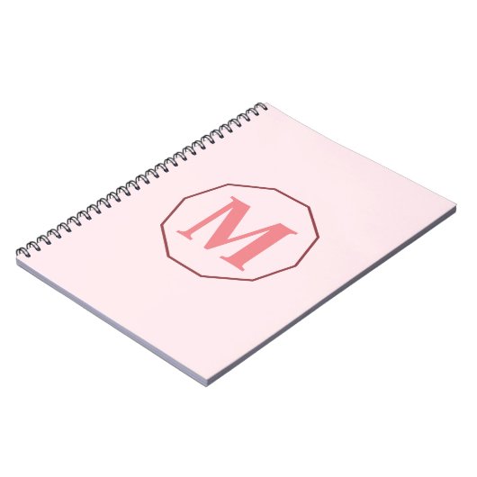 Blush Roze elegant monogram gepersonaliseerd Notitieboek (Linkerzijde)