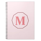 Blush Roze elegant monogram gepersonaliseerd Notitieboek (Voorkant)