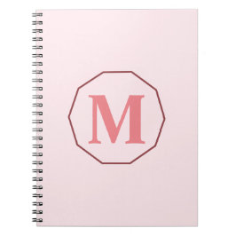 Blush Roze elegant monogram gepersonaliseerd Notitieboek