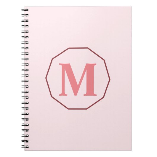 Blush Roze elegant monogram gepersonaliseerd Notitieboek (Voorkant)