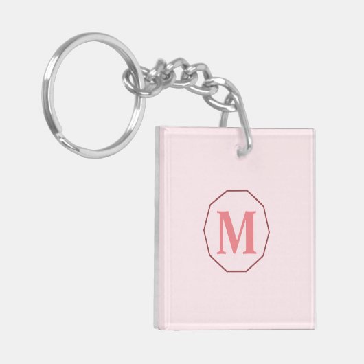 Blush Roze elegant monogram gepersonaliseerd Sleutelhanger (Voorkant Links)