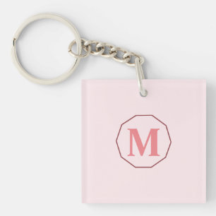 Blush Roze elegant monogram gepersonaliseerd Sleutelhanger