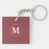 Blush Roze elegant monogram gepersonaliseerd Sleutelhanger (Achterkant)