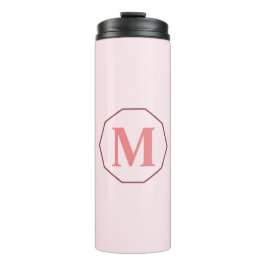 Blush Roze elegant monogram gepersonaliseerd Thermosbeker