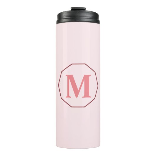Blush Roze elegant monogram gepersonaliseerd Thermosbeker (Voorkant)