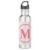 Blush roze elegant monogram gepersonaliseerd waterfles (Voorkant)