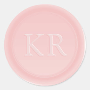 Blush Roze Elegant Monogram Wax Seal Ronde Sticker