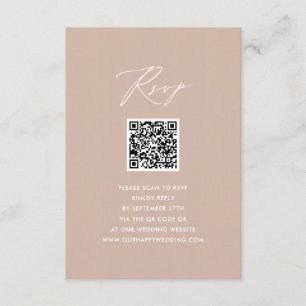 Blush Roze Elegant Script Eenvoudige QR Bruiloft R Informatiekaartje