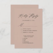 Blush Roze Elegant Script Minimalistische Bruiloft RSVP Kaartje (Voorkant / Achterkant)