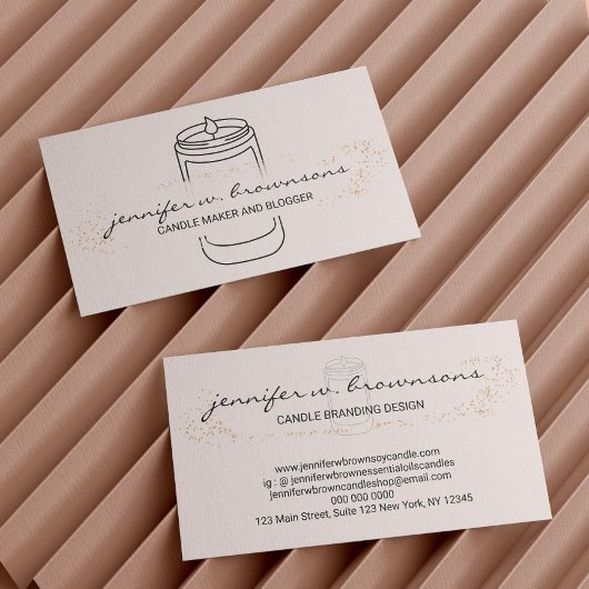 Blush Roze elegant simpele sojakandel Visitekaartje