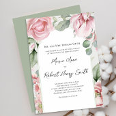 Blush Roze Elegante Bloemen Boog Wedding Kaart
