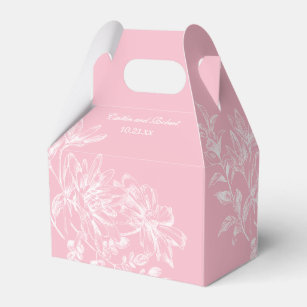 Blush Roze Elegante Bloemen Bruiloft Favor Box Bedankdoosjes