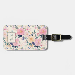 Blush roze Elegante Bloemen Romantische Esthetiek Bagagelabel