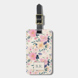 Blush roze Elegante Bloemen Romantische Esthetiek Bagagelabel