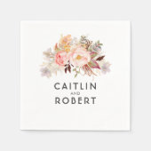 Blush roze elegante bloemenbruiloft servetten (Voorkant)