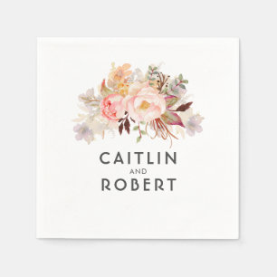 Blush roze elegante bloemenbruiloft servetten