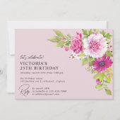 Blush roze elegante bloementuin elke leeftijd Verj Kaart (Voorkant)