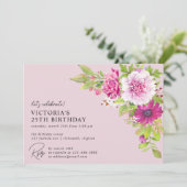 Blush roze elegante bloementuin elke leeftijd Verj Kaart (Staand voorkant)