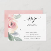 Blush roze elegante bruinachtige bruiloft RSVP Informatiekaartje (Voorkant / Achterkant)