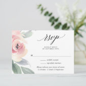Blush roze elegante bruinachtige bruiloft RSVP Informatiekaartje (Staand voorkant)
