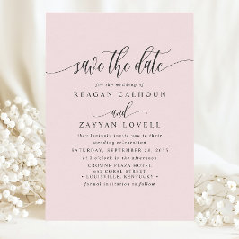 Blush roze elegante kalligrafie Bewaar de datum Save The Date