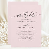 Blush roze elegante kalligrafie Bewaar de datum Save The Date
