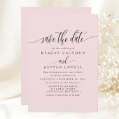 Blush roze elegante kalligrafie Bewaar de datum Save The Date