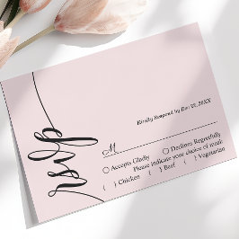 Blush Roze Elegante Kalligrafie Bruiloft RSVP Kaar