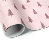 Blush roze elegante kerstbomen cadeau cadeaupapier (Rol Hoek)