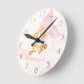 Blush roze, elegante klassieke zakelijke logo ronde klok (Hoek)
