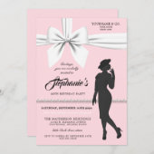 Blush roze elegante Tiffany verjaardagsuitnodiging Kaart (Voorkant / Achterkant)