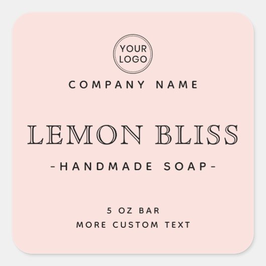 Blush roze elegante vierkante productlabels sticker (Voorkant)