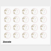 Blush Roze Elegante Waterverf Bloemen Huwelijk Ronde Sticker (Vel)