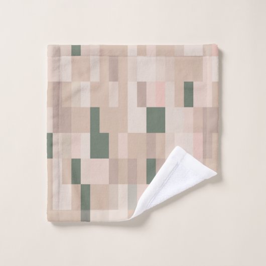 Blush Roze en Beige Bad Handdoek (Wasdoekje)