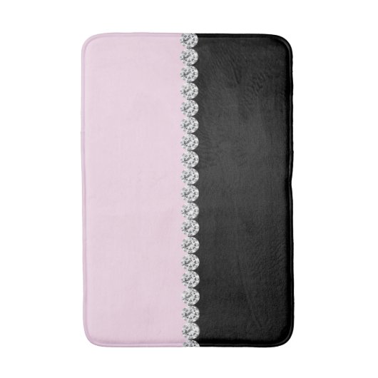 Blush roze en Black Bejeweling Badmat (Voorkant Verticaal)