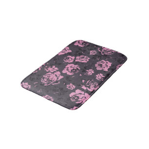 Blush roze en Black Floral Print Rustige Rozen Badmat