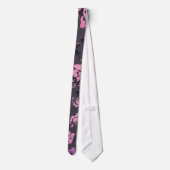 Blush roze en Black Floral Print Rustige Rozen Stropdas (Achterkant)