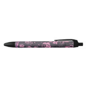 Blush roze en Black Floral Print Rustige Rozen Zwarte Inkt Pen (Bovenkant)