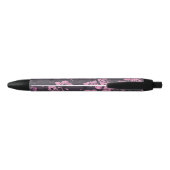 Blush roze en Black Floral Print Rustige Rozen Zwarte Inkt Pen (Achterkant)