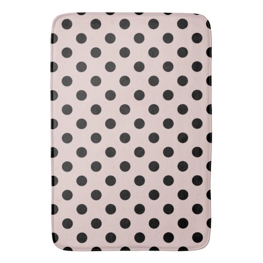 Blush roze en Black Polka Dots Dot Badmat (Voorkant Verticaal)