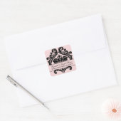 Blush roze en Black Wedding Vrijgezellenfeest Vierkante Sticker (Envelop)